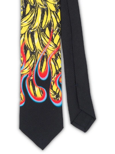 Prada Banana And Flame Silk Tie In Print