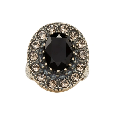 Alexander Mcqueen Crystal Embellished Ring - 银色 In 7130 Greige