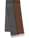 Prada Studded Two Tone Cashmere Scarf In Brown,grey