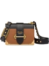 Prada Cahier Leather Shoulder Bag In Brown