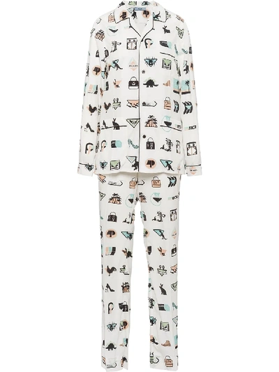 Prada Pongé Pajamas - White