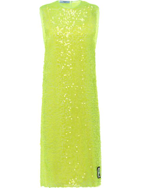 neon yellow sequin dress