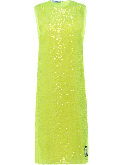 Prada Sequin Midi Dress In Yellow | ModeSens