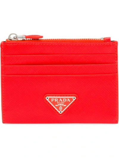 Prada Logo Cardholder In Orange