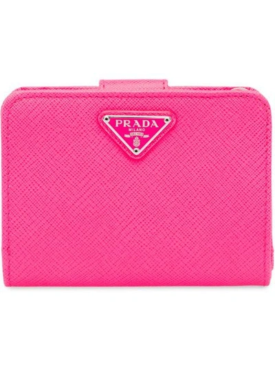 Prada Small Saffiano Leather Wallet In Pink