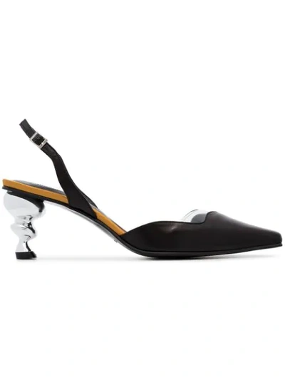 Yuul Yie Black Lissom 70 Slingback Metal Heel Pumps 