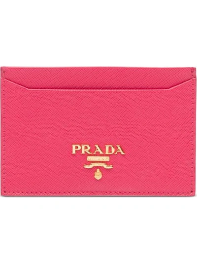 Prada Logo Cardholder Wallet In Pink