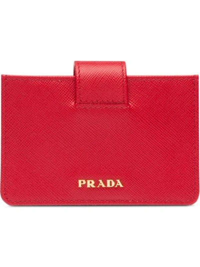 Prada Saffiano Leather Cardholder In Red