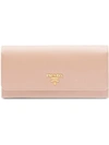 Prada Logo Foldover Wallet In Pink