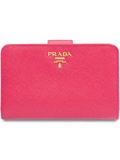 Prada Medium Saffiano Leather Wallet In Pink