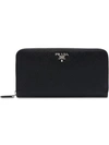 Prada Large Saffiano Leather Wallet - Black