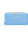 Prada Leather Wallet In Blue