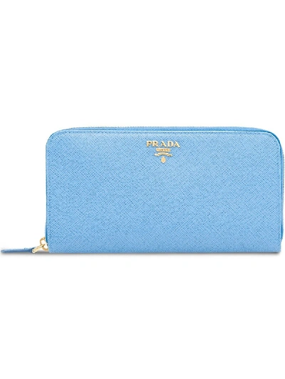 Prada Leather Wallet In Blue