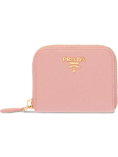 Prada Saffiano Leather Coin Purse In Pink