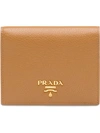 Prada Small Leather Wallet In Brown