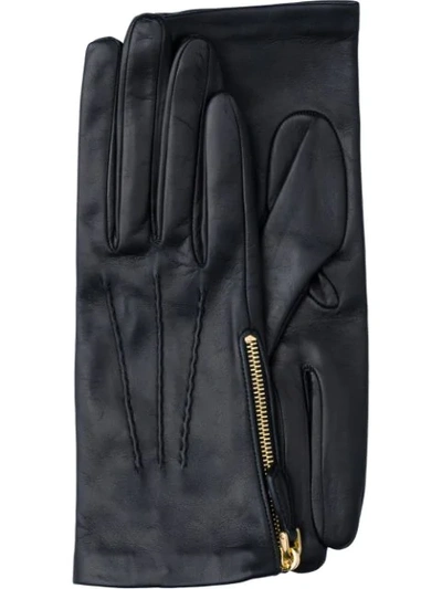 Prada Nappa Leather Gloves In Black