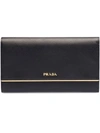 Prada Logo-plaque Continental Wallet In Black