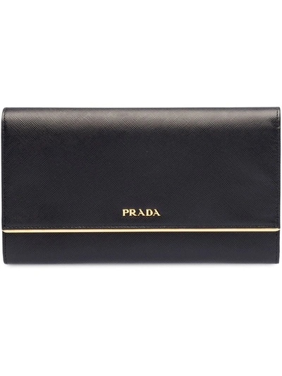 Prada Logo-plaque Continental Wallet In Black