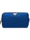 Prada Zip Around Cosmetic Pouch In Blue