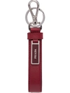 Prada Saffiano Leather Keychain In Red