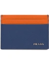 Prada Kleines Kartenetui Aus Saffiano-leder - Blau In Blue