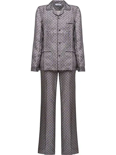 Prada Printed Silk Pajamas - Grey