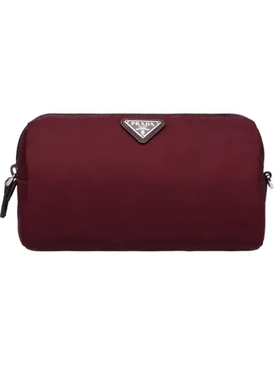 Prada Logo Cosmetic Bag In Red