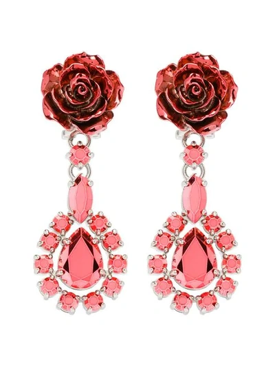 Prada Rose Drop Earrings In Pink | ModeSens