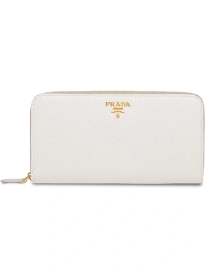 Prada Zipped Continental Wallet - White In White