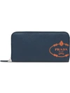 Prada Saffiano Leather Logo Wallet - Blue