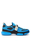 Prada Cloudbust Logo-embossed Rubber And Mesh Trainers In Azzurro