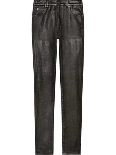 Gucci Coated Denim Skinny Pants In Black