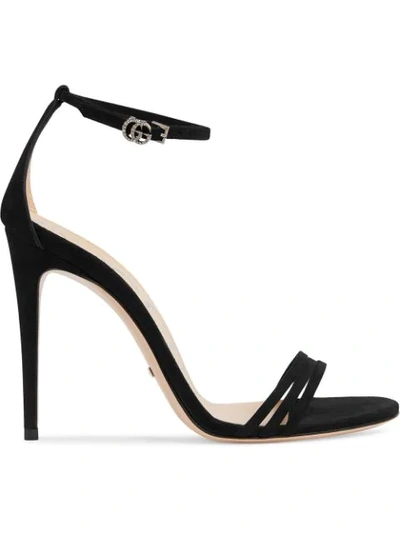 Gucci Crystal-embellished Suede Sandals In Black