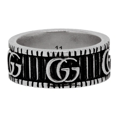 Gucci Ring With Double G In Silver | ModeSens