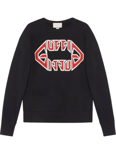 Gucci Men's Logo-front Graphic Sweatshirt In Black