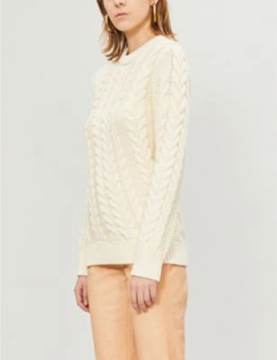 Theory Twisting Cable Crewneck Sweater In Ivory