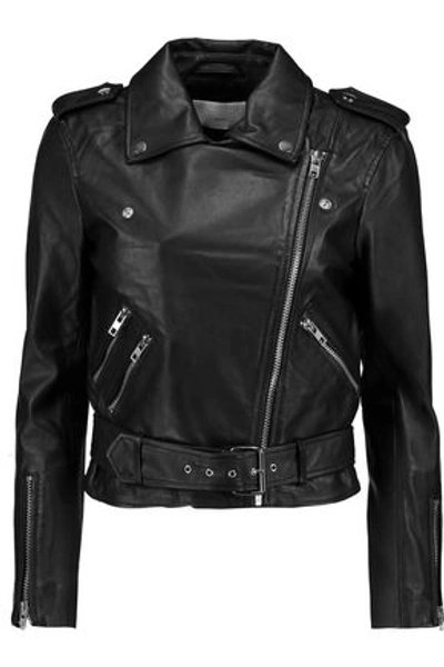 W118 By Walter Baker Allison Cropped Leather Biker Jacket In Black