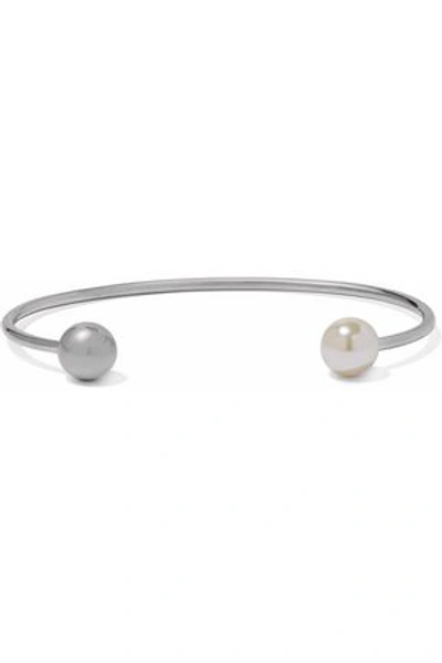 Iris & Ink Lucrezia 18-karat White Gold-plated Sterling Silver Faux Pearl Cuff