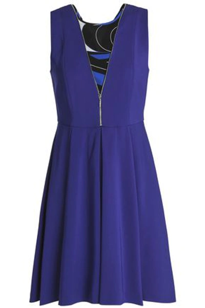 Emilio Pucci Paneled Zip-detailed Crepe Mini Dress In Royal Blue