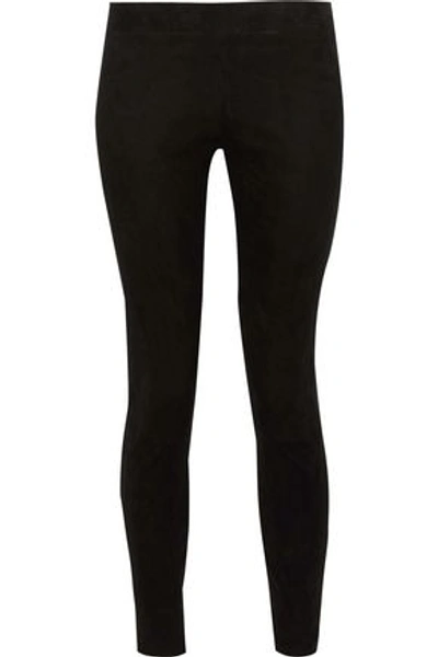 L Agence Suede Leggings In Black