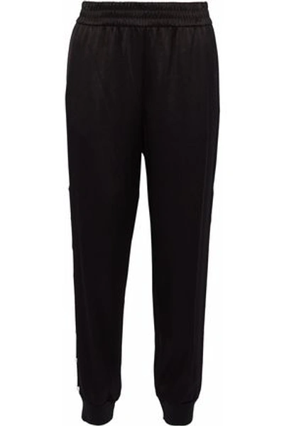 Alice And Olivia Alice + Olivia Woman Faux Pearl-embellished Satin-crepe Track Pants Black