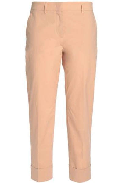 Emilio Pucci Woman Cropped Stretch-cotton Tapered Pants Peach In Blush