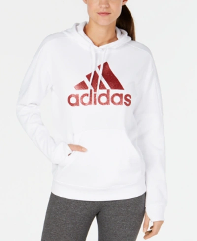 Adidas Originals Adidas Shine Logo Hoodie, Created For Macy's In White/maroon
