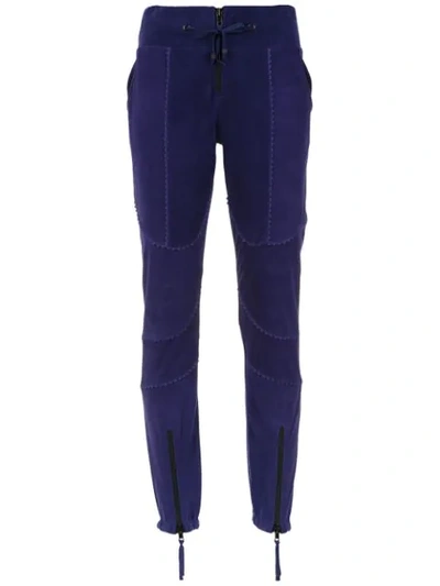 Andrea Bogosian Leather Skinny Trousers In Blue