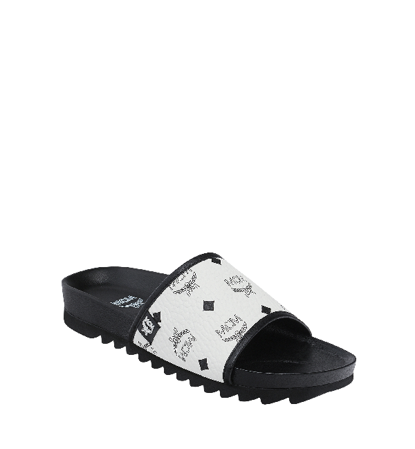 Mcm Men's Slides In Visetos In White | ModeSens