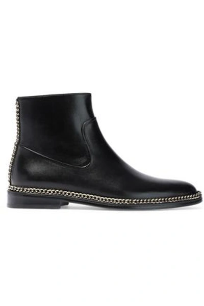 Lanvin Woman Chain-trimmed Leather Ankle Boots Black
