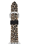 Kate Spade Women's Leopard-print Silicone Apple Watch Strap/20mm In Black