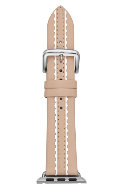 Kate Spade 38-40mm Leather Apple Watch Strap, Tan In Vachetta/stainless Steel