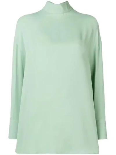 Valentino Funnel Neck Blouse In Green