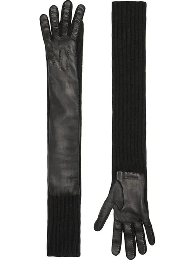 Burberry Cashmere And Lambskin Longline Gloves In Black